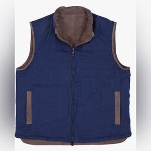 EDDY MONETTI Taupe Perforated Leather Reversible Down Vest SzXL x Loro Piana